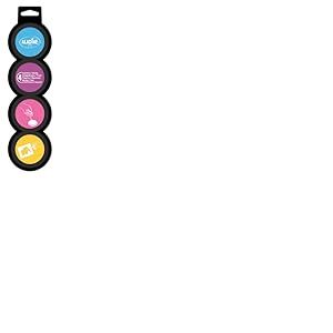 Aladine - 4 Encreurs Enfant D&eacute;tachables - Bleu Ciel, Violet, Rose, Jaune - Diam&egrave;tre 3,5 cm - pour Tampons & Activit&eacute;s Manuelles Cr&eacute;atives - 85178