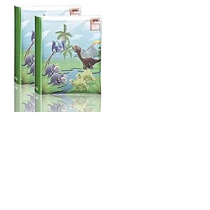 ARPAN AL-9155-X2 Lot de 2 albums photos de voyage avec espace d'écriture mémo et texte décoratif vintage sur le devant pour contenir 200 photos de 15 x 10 cm (motif dinosaures) en papier