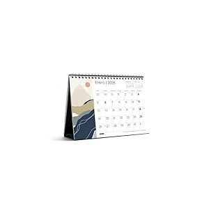 Miquelrius - Calendrier de bureau 2026, organiseur annuel A5 : 210 x 148,5 mm, avec espace pour noter, reliure spirale double, planificateur 12 mois, espagnol, montagnes