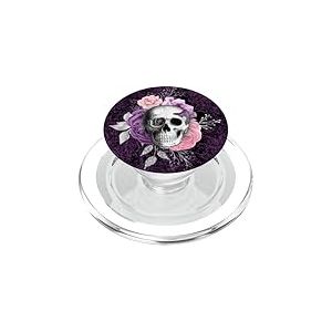 Coque pour t&eacute;l&eacute;phone portable Motif t&ecirc;te de mort Violet/rose PopSockets PopGrip pour MagSafe