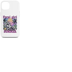 Feral Girl Summer Raton Laveur Plage Vacances Coucher de Soleil Coque pour iPhone 13
