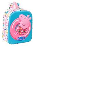 PEPPA Pig 3D - Sac à dos de crèche 3D, adaptable au chariot, nettoyage facile, idéal pour les enfants de différents âges, confortable et polyvalent, qualité et résistance, 22 x 10 x 27 cm, Blanc/rose