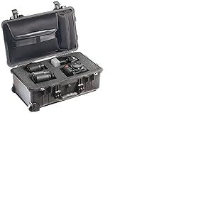 PELI 1510LFC valise de voyage pour ordinateur portable avec pochette d&eacute;tachable, &eacute;tanche IP67, capacit&eacute; de 27L, fabriqu&eacute;e aux &Eacute;tats-Unis, avec insert en mousse personnalisable, couleur: noire