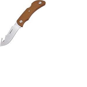 TONIFE CKT2102 Couteau de chasse pliant d'extérieur en acier inoxydable Aus-8, Couteau de poche de camping avec manche G10 Clip de poche (Marron)