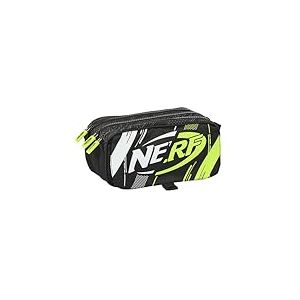 Safta Nerf Get Ready Trousse Triple Grande Trousse pour Enfant, id&eacute;ale pour Les Enfants d'&acirc;ge Scolaire, Confortable et Polyvalente, qualit&eacute; et r&eacute;sistance, 21,5 x 8 x 10 cm, Couleur Noire, Noir,