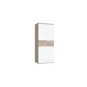 Forte Winnie Armoire 80, 2 Portes, Style Scandinave, Ch&ecirc;ne Sonoma/Blanc, 80x189x53cm