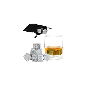 Relaxdays Pierres à whisky 9 pièces Pierre rafraîchissante en stéatite Glaçons gris cube pour Whisky bourbon & cocktails