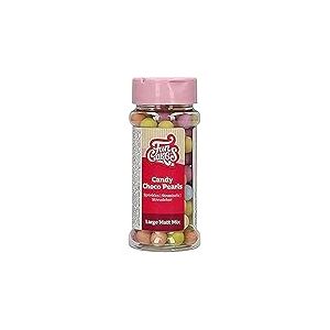 FunCakes Candy Perles de Choco Grand Matt Mix: Paillettes pour gâteaux, bon goût de chocolat, parfait pour la décoration de gâteaux, perles de chocolat comestibles. 70 grammes.