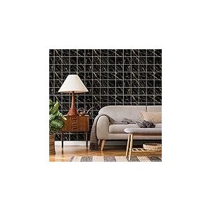 Sticker Mural Carrelage adh&eacute;sif Cuisine Salle de Bain - 60 Stickers Carreaux DE Ciment MARBRE Noir DE Florence - 60stickers15x15cm