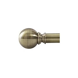 NICETOWN Tringle à rideau de fenêtre réglable de 3,8 cm de diamètre pour fenêtres de 122 à 218,4 cm avec capuchons à boules pour salon, vendue par unité, laiton antique