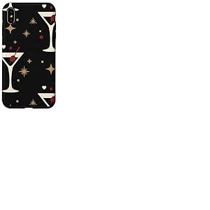 Retro Casino Verre &agrave; Cocktail Ic&ocirc;nes Jaune Allover Vibe Coque pour iPhone XS Max