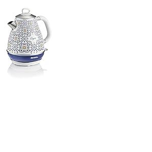 Ariete 2869 Bouilloire Électrique Capri 1.7L avec Filtre Amovible et Base Sans Fil 360°, Design Méditerranéen, Arrêt Automatique, Corps en Acier Inoxydable, 2000 W