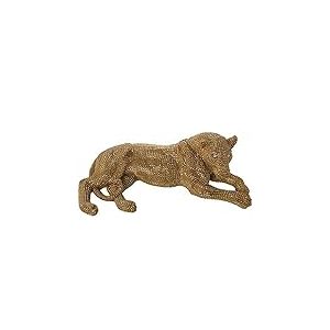 DRW Figurine de Lion allong&eacute;e en r&eacute;sine dor&eacute;e 67 x 34 x 23 cm