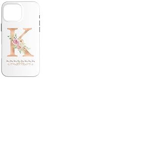 Lettre K initiale aquarelle rose poudré fleur rose Coque pour iPhone 16 Pro Max
