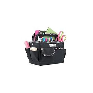 Everything Mary Bo&icirc;te &agrave; loisirs cr&eacute;atifs, noir et floral &ndash; Rangement d'art pour fournitures et travaux manuels &ndash; Organiseur fourre-tout pour l'&eacute;cole, la salle de classe, le bureau et la maison &ndash;