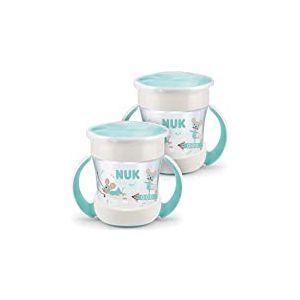 NUK Mini Magic Cup Tasse antifuite | Rebord antifuite 360° | À partir de 6 mois | Poignées ergonomiques | Sans bisphénol A | 160 ml | Neutre | Lot de 2
