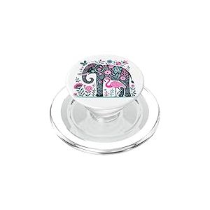 Boho Elephant Floral Butterfly Teal Blue Cute Pink Flamingo PopSockets PopGrip pour MagSafe