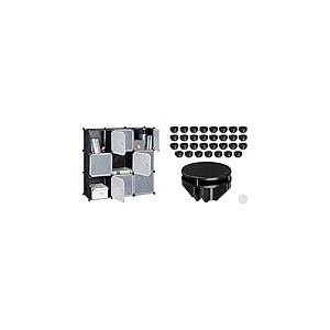 Relaxdays Étagère Rangement 9 casiers Portes Plastique modulable DIY Assemblage Plug in bibliothèque & Pièce de Fixation Raccord pour Armoire en Plastique 40x pièces Cube de Rangement, 2,4 x 3,7 cm