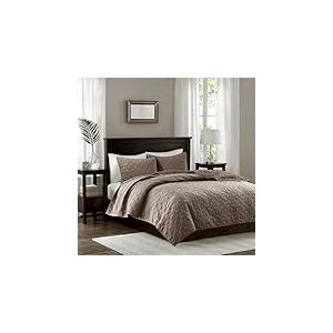 Madison Park Couvre-lit et Couvre-lit en Velours, Taupe, très Grand lit/très Grand lit californien (264,2 x 238,8 cm)
