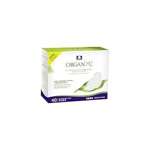 Organyc - Serviettes hygi&eacute;niques 100 % coton biologique certifi&eacute;, 40 pi&egrave;ces, flux lourd, emballage de grande taille