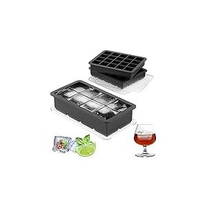 FINIBO Lot de 3 bacs &agrave; gla&ccedil;ons avec couvercle, 8 compartiments en silicone et 20 + 20 petits bacs &agrave; gla&ccedil;ons empilables, sans BPA pour whisky, cocktails, jus, bricolage