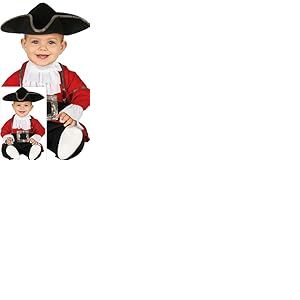 FIESTAS GUIRCA | Costume de Pirate B&eacute;b&eacute; (18-24 Mois) - Ceinture, Chapeau et Combinaison - Costumes de Corsaire pour Halloween, Carnaval et F&ecirc;tes Costum&eacute;es - Id&eacute;al pour B&eacute;b&eacute;s - Grenat et Noir