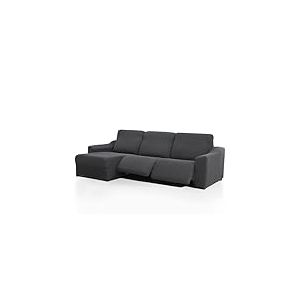 FAVERTI Housse de canapé d'angle Courte Gauche (Vue de Face) Deux Pieds | Modèle NOVELE | Housse de Chaise de Relaxation Super réglable Gris foncé | Protecteur de qualité en Tissu Jacquard Toucher