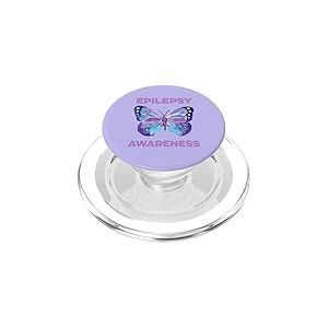 Papillon de Sensibilisation &agrave; l'&eacute;pilepsie - Trouble de Crise de Ruban Violet PopSockets PopGrip pour MagSafe