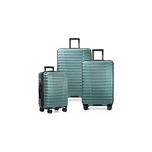 &Eacute;tats-Unis Traveler Boren Valise de Voyage Rigide en Polycarbonate Robuste avec 8 Roues pivotantes et poign&eacute;e en Aluminium, Bleu Sarcelle, 3-Piece Set, USB Port in Carry-on