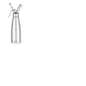 HENDI Siphon à chantilly, avec 3 douilles en polypropylène ainsi que 1 brosse de nettoyage, pour mousses, desserts et sauces, siphon à crème, 1000ml, ø98x(H)330mm, acier inoxydable