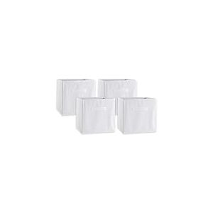 DII Lot de 4 bacs de rangement pliables en tissu non tissé - 27,9 x 27,9 x 27,9 cm - Blanc