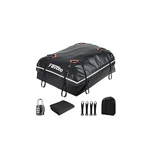 Favoto Coffre de Toit Voiture Imperméable - Sac de Toit Porte-Bagages 566L Pliable avec Tapis Antidérapant Crochet de Porte et Sangles de Renfort pour Le Transport des Bagages Noir