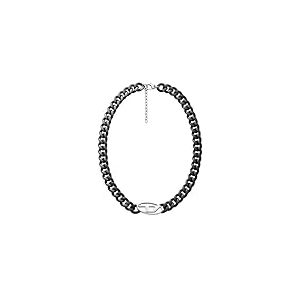 DIESEL Collier pour homme en acier inoxydable 2 tons avec fermoir mousqueton