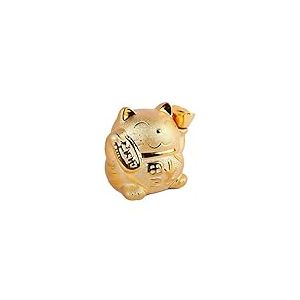 Lachineuse - Chat Maneki Neko Doré - Figurine Statuette Chat Japonais Porte Bonheur - Objet Kawaii Déco - Lucky Cat Porcelaine 12 cm - Chat Mignon Asiatique - Chance, Bonheur, Fortune - Coloris Or