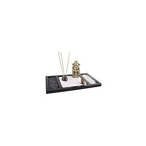 lachineuse - Jardin Zen Dieu de la Fortune - Porte-Encens Asiatique - Décoration Zen - Jardin avec Sable - Ambiance d'Asie - Pour Intérieur Maison Bureau - Dieu Caishen - Idée Cadeau Japon - Déco Asie
