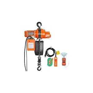 VEVOR Palan &eacute;lectrique &agrave; cha&icirc;ne, 998 kg, grue monophas&eacute; avec cha&icirc;ne, 1000 W, hauteur de levage max 6 m, t&eacute;l&eacute;commande sans fil de 100 m et t&eacute;l&eacute;commande filaire de 4,5 m pour garage, atelier et maison