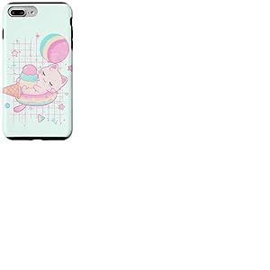 Kawaii Fraise Lait Chat Pastel Glace Galaxie Coque pour iPhone 7 Plus/8 Plus