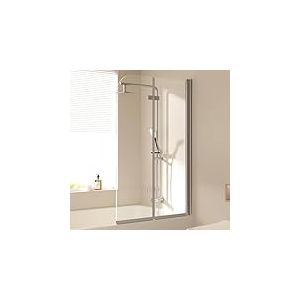 EMKE Paroi de douche pour baignoire - 100 x 140 cm - Pliable - 2 pi&egrave;ces - Pour baignoire, paroi de douche pliante - Verre de s&eacute;curit&eacute; 6 mm