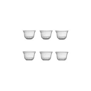 Livellara Milano Lot de 6 tasses transparentes en verre de la ligne Freshness, design frais et contemporain, dimensions 8 x 11,5 x 11,5 cm, poids 320 g, idéal pour les desserts ou les collations
