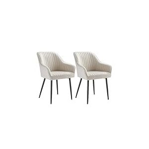 SONGMICS Chaise Salle &agrave; Manger, Lot de 2, Chaise de Cuisine, Fauteuil en Velours, avec Accoudoirs, Charge Max. 120 kg, Pieds en M&eacute;tal, pour Salle &agrave; Manger, Beige Cappuccino et Noir d'encre LDC087W12