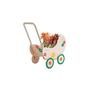 Dida - Landau pour Poupées Fleur: Poussette en Bois pour Petites Poupées jusqu'à 35 cm, Parfait pour Jeux de Rôle des Enfants de 2 à 4 Ans, Idéal pour Petites Mamans et Papas