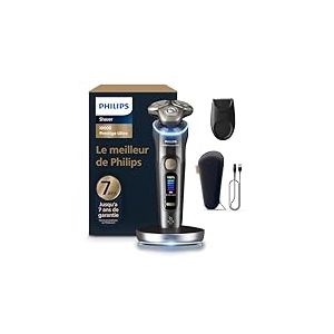 Philips Rasoir i9000 Prestige Ultra, Rasoir &eacute;lectrique sec et humide, technologie Skin IQ Pro, syst&egrave;me Triple Lift & Cut, lames de pr&eacute;cision NanoTech rotatives &agrave; 360&deg;, 5 modes de rasage, XP9402/11