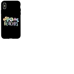 Aloha Beaches, plage de vacances hawaïenne amusante à l'hibiscus pastel Coque pour iPhone X/XS