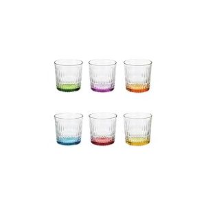 Pasabahce Lot de 6 verres Rain, verre avec fond color&eacute; 30 cl, couleurs assorties, lavables au lave-vaisselle