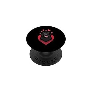 Coeur de chien en peluche pour la Saint-Valentin PopSockets PopGrip Adhésif
