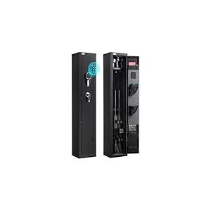 VEVOR Armoire &agrave; Fusils, Coffre-Fort pour Armes &agrave; Feu en Acier Lamin&eacute; &agrave; Froid Haute R&eacute;sistance, D&eacute;verrouill&eacute; par Clavier Num&eacute;rique et Cl&eacute;, avec Chargeur et &Eacute;clairage LED, pour Armes Longues Pistolets