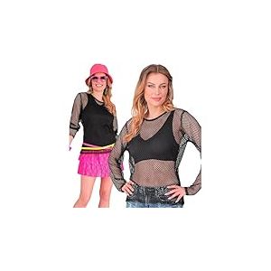 W WIDMANN MILANO Party Fashion - Haut en résille pour femmes, t-shirt en résille, fluo pour festivals et carnaval