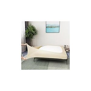 Alyvia Spring Housse en Maille de Jersey Extensible pour sommier tapissier, enveloppe Les 4 côtés, Cache-sommier pour hôtel et Maison, pour Grand lit/Grand lit XL, Beige