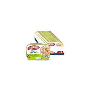 SAUPIQUET - Filets de Sardines à l'Huile d'Olive Vierge Extra - Sans Arêtes - Sans conservateurs, colorants ni arômes artificiels - Issus d'une Pêche Traçabilité Garantie - 15 Conserves (100 g)