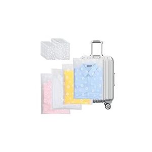 AiQInu 20 Pi&egrave;ces Sac Zipper Voyage Pochette, Sac de Rangement valise, Pochette Voyage Vetement Sac de Rangement Transparent pour Costume, Chaussures, Cosm&eacute;tique (Daisy)